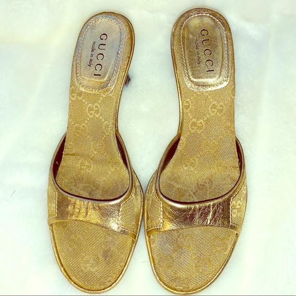 gucci gold slides